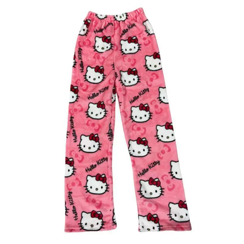 Фланелевые штаны Hello Kitty (женские) — тёплые флисовые пижамные брюки, размеры M–2XL