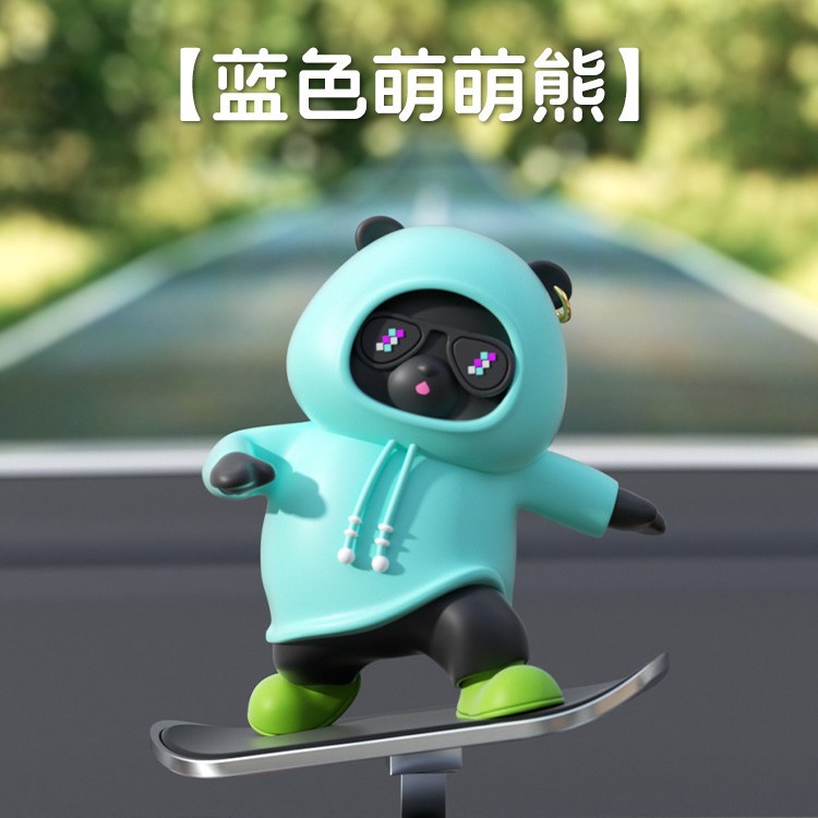 Coche patineta oso adornos deslizantes coche dibujos animados oso en movimiento pantalla de control central panel de instrumentos oso nuevo adornos de coche