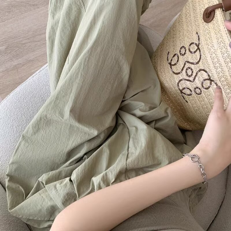 Pantalones de abuela coreana para mujeres verano nuevos pantalones de hadas de piernas de cintura alta casual pantalones de seda de hielo image 4
