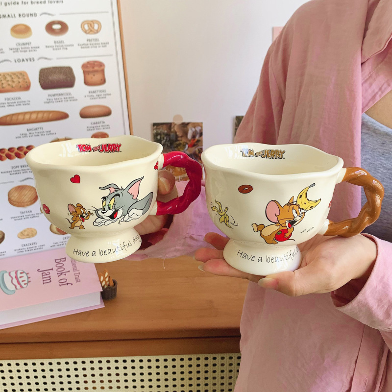 見栄えの良い漫画のトムとジェリーのカップマグセラミックカップウォーターカップホームオフィス朝食コーヒーカップ|undefined