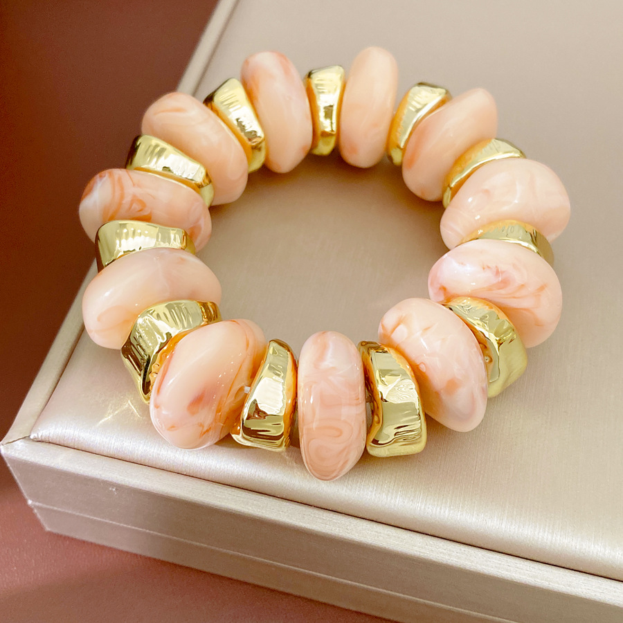 Acrílico irregular geometría redonda cuentas pulsera elástica ligera pulsera de nicho de lujo Europa y América temperamento transfronterizo joyería