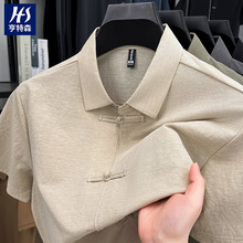 跨境棉麻中国风短袖衬衣男2025夏季新款休闲翻领透气男士衬衫批发