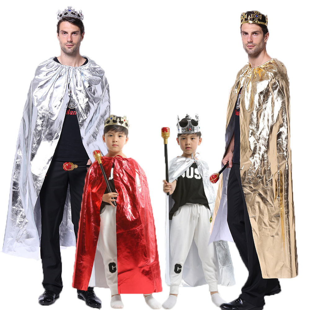Halloween Children's Costume Prince King Crown Scepter Cape Gold and Silver Red Cape