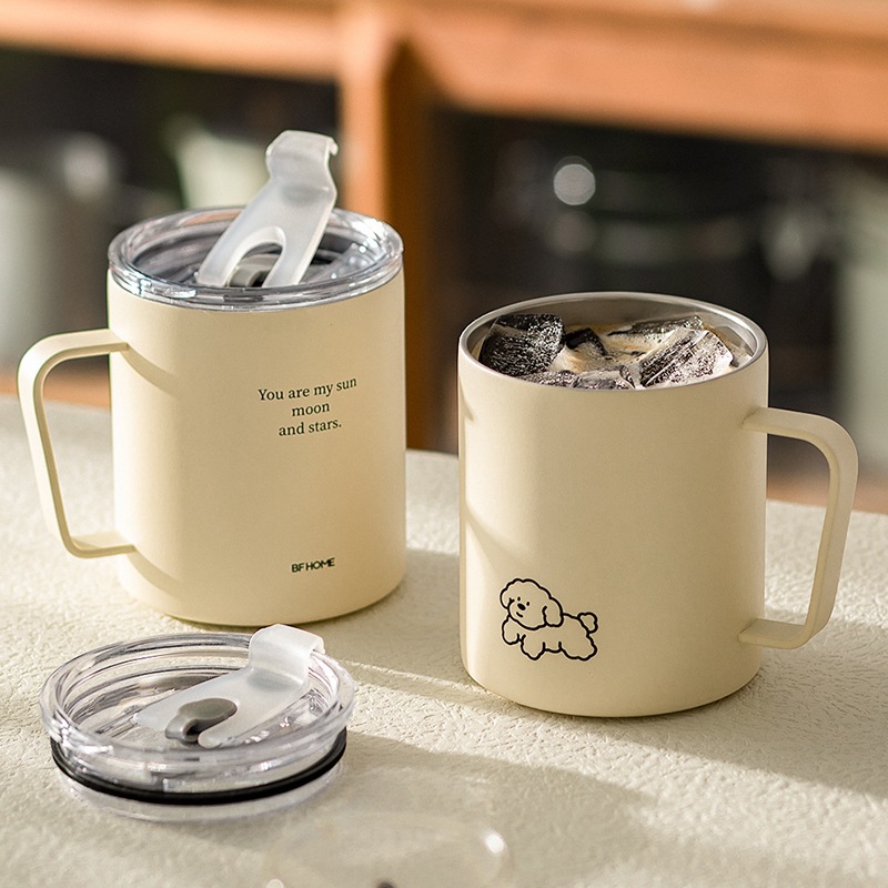 Ulated Mug With Lid,Office Tea Cup,Household Tea Cup,Water Cup,Stainless Steel Coffee Cup - 1