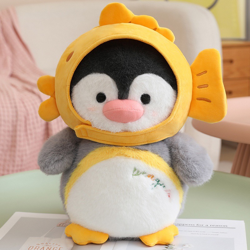 クリエイティブかわいい変身ハッピーハウスヘッドカバーペンギン人形ぬいぐるみ子供人形誕生日プレゼント女|undefined