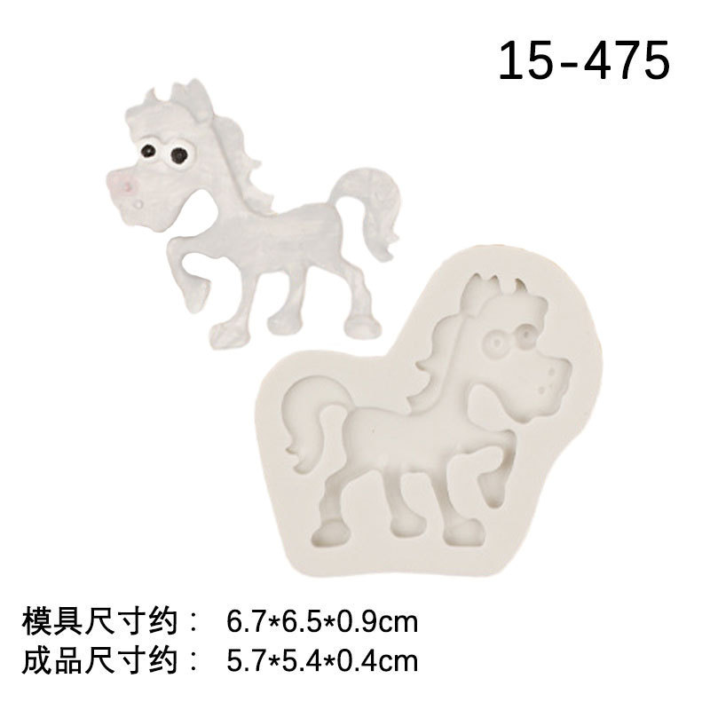 Nueva serie de animales dibujos animados molde silicona jirafa becerro pony elefante DIY herramienta arcilla fondant