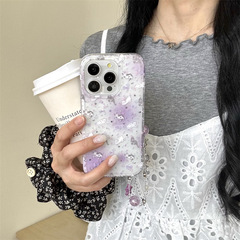 紫砕花猫チェーンはiPhone16リンゴ15ProMax/14/13携帯ケースの新しい女性に適用されている