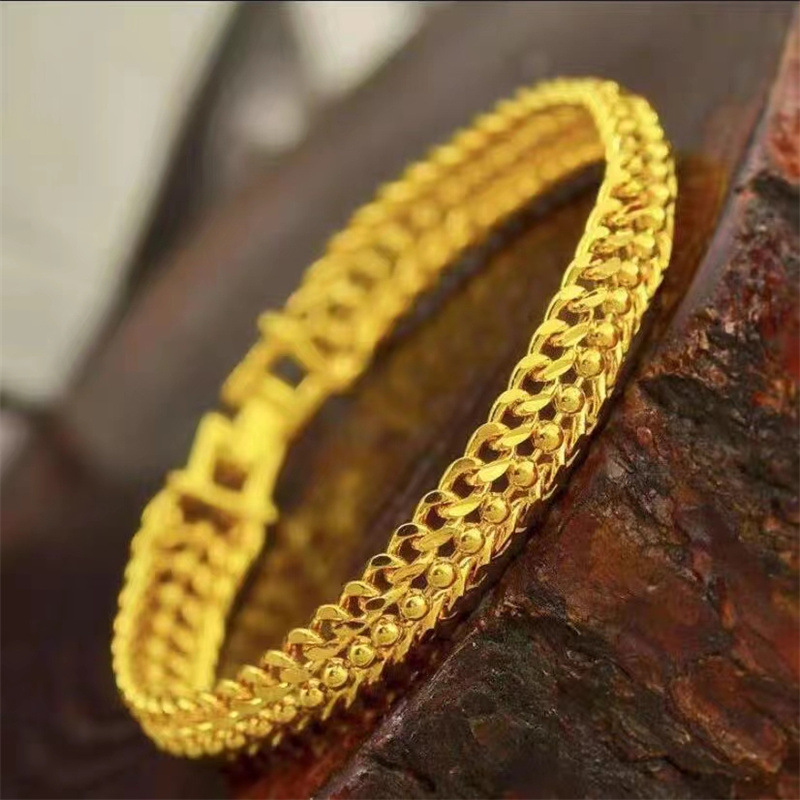 Vietnamesisches Goldarmband, Gold-Kupferlegierungsschmuck für Herren, supergroßes Luftarmband_voghion.com