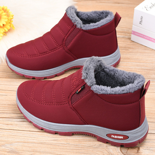 Cotton Shoes Winter New Model Fleece Lined Thick Couple Snow Boots Middle-Aged Short Boots Warm Old Beijing Cotton Boots