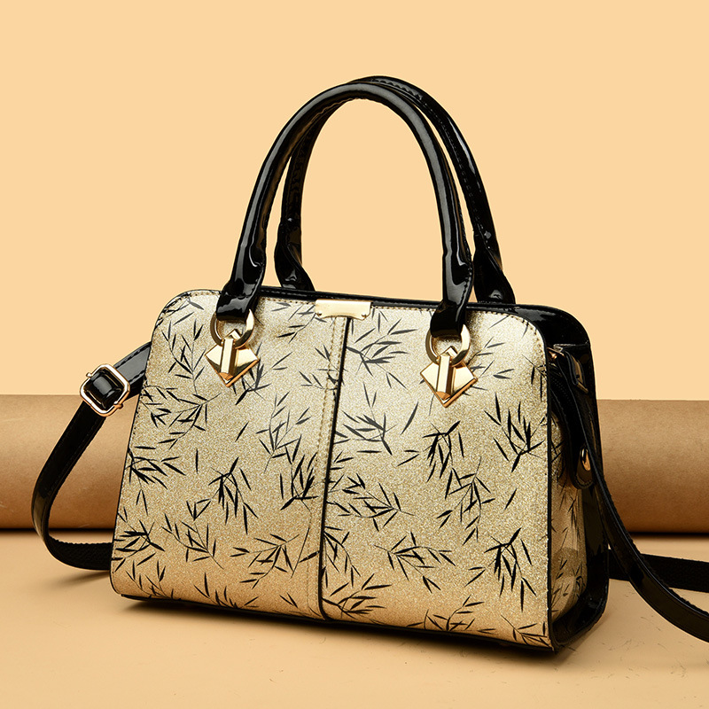 Bolso de mujer de estilo chino 2023 nueva moda de charol bolso de Madre de mediana edad estilo étnico bolso de gran capacidad bolso de hombro