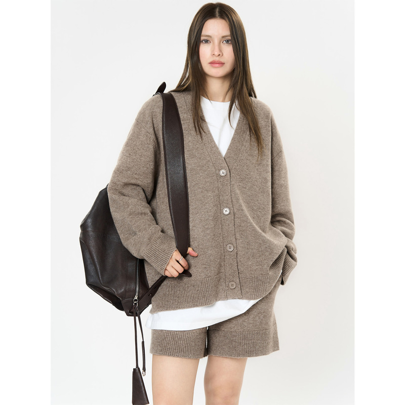 Louvre Spring New Paris Old Money Urban Intellectuals Wool Knitted Cardigan V-neck Slim Top for Women