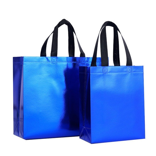 Custom Cross-border Spot Goods Non-woven Bags with Eco-friendly Laser Film Aluminum Foil Shopping Fashion Advertising Tote Bag