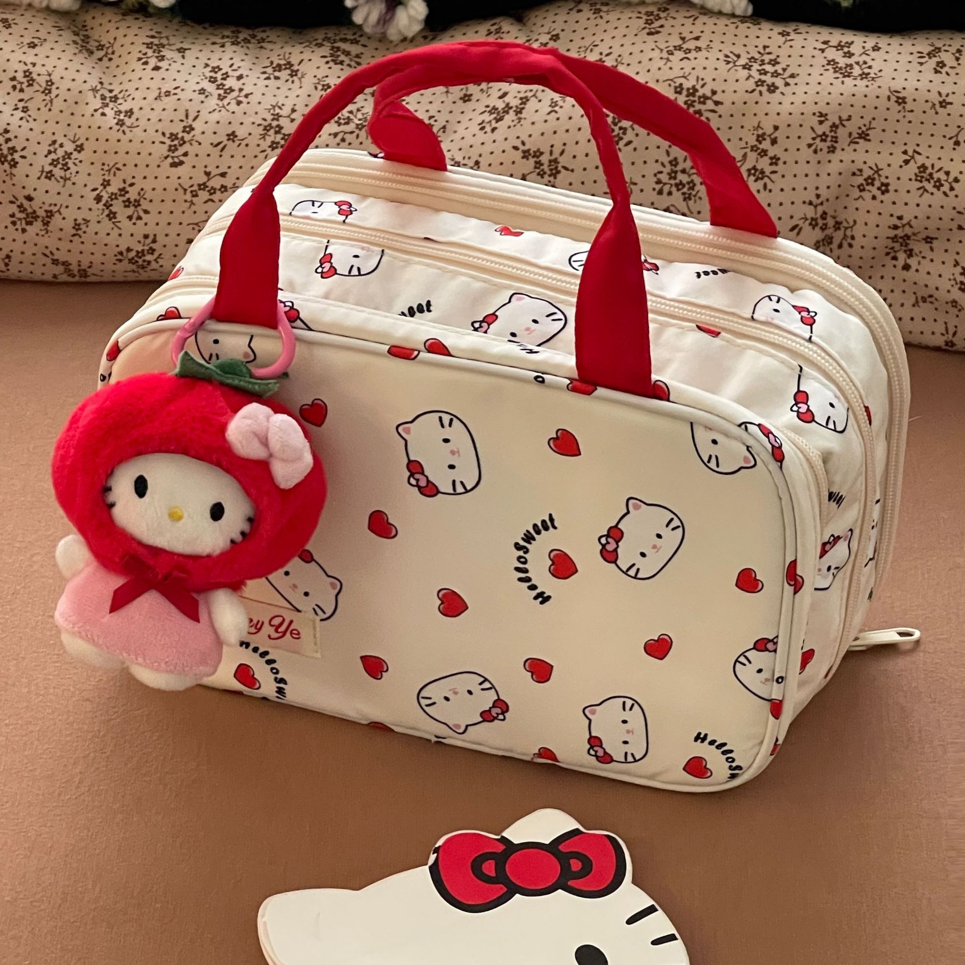Nueva bolsa de maquillaje para gatos gran capacidad portátil cartón de dibujos animados lavado portátil bolsa de almacenamiento de equipaje de viaje