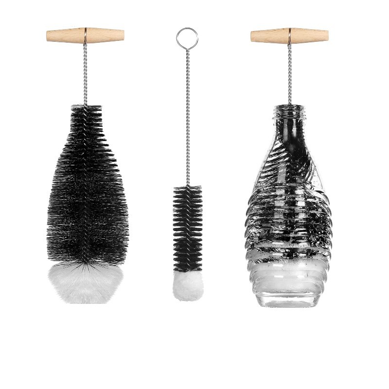 Amazon burbuja botella de agua cepillo fabricante soda botella de vidrio de agua cepillo Copa cepillo de hilo de algodón de coco marrón cepillo de isal