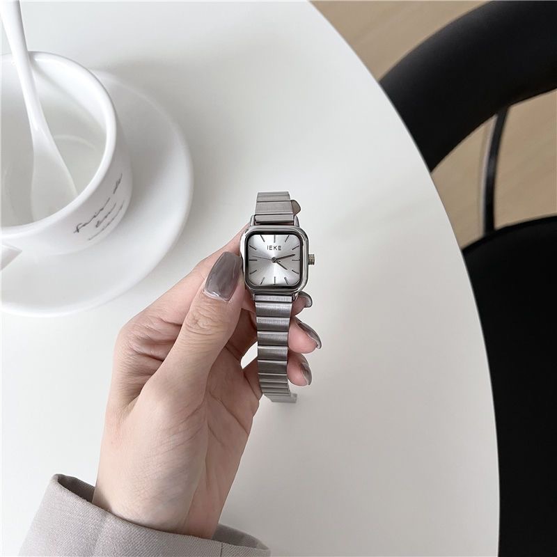 Bamboo Small Square Watch Women's Simple Niche Light Luxury Cold Style Vintage Small and Exquisite High-end Women's Steel Band Watch
