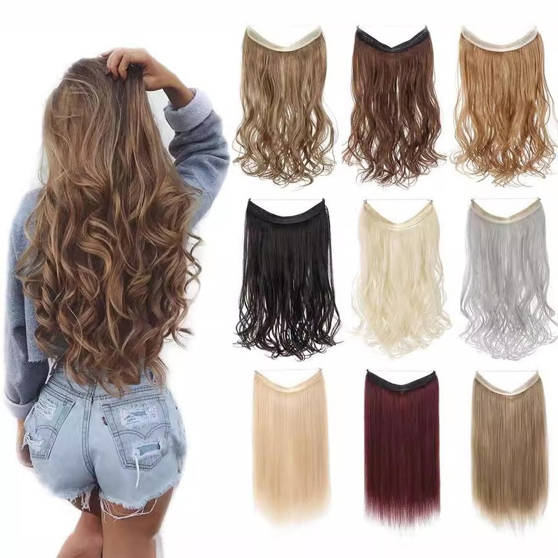 Wig Extender High Temperature Silk Curly Hair Simulation Naturally Adjustable One-piece Non-marking Women's Fishing Line Wig