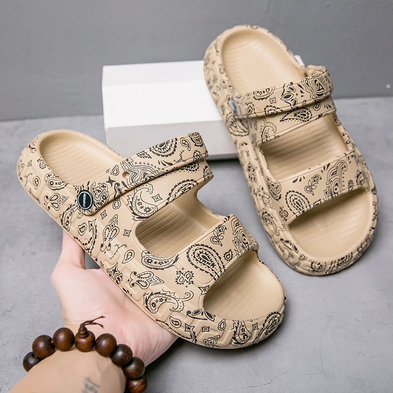 Par zapatillas verano nueva historieta cintura flor sandalias moda casual chanclas al aire libre antideslizante zapatos de playa ligeros