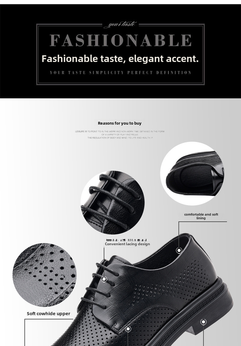 Leather shoes men's summer hollow-out business formal wear 2024 men's casual height increasing sandals wedding bridegroom shoes one-piece delivery_vogvips.com