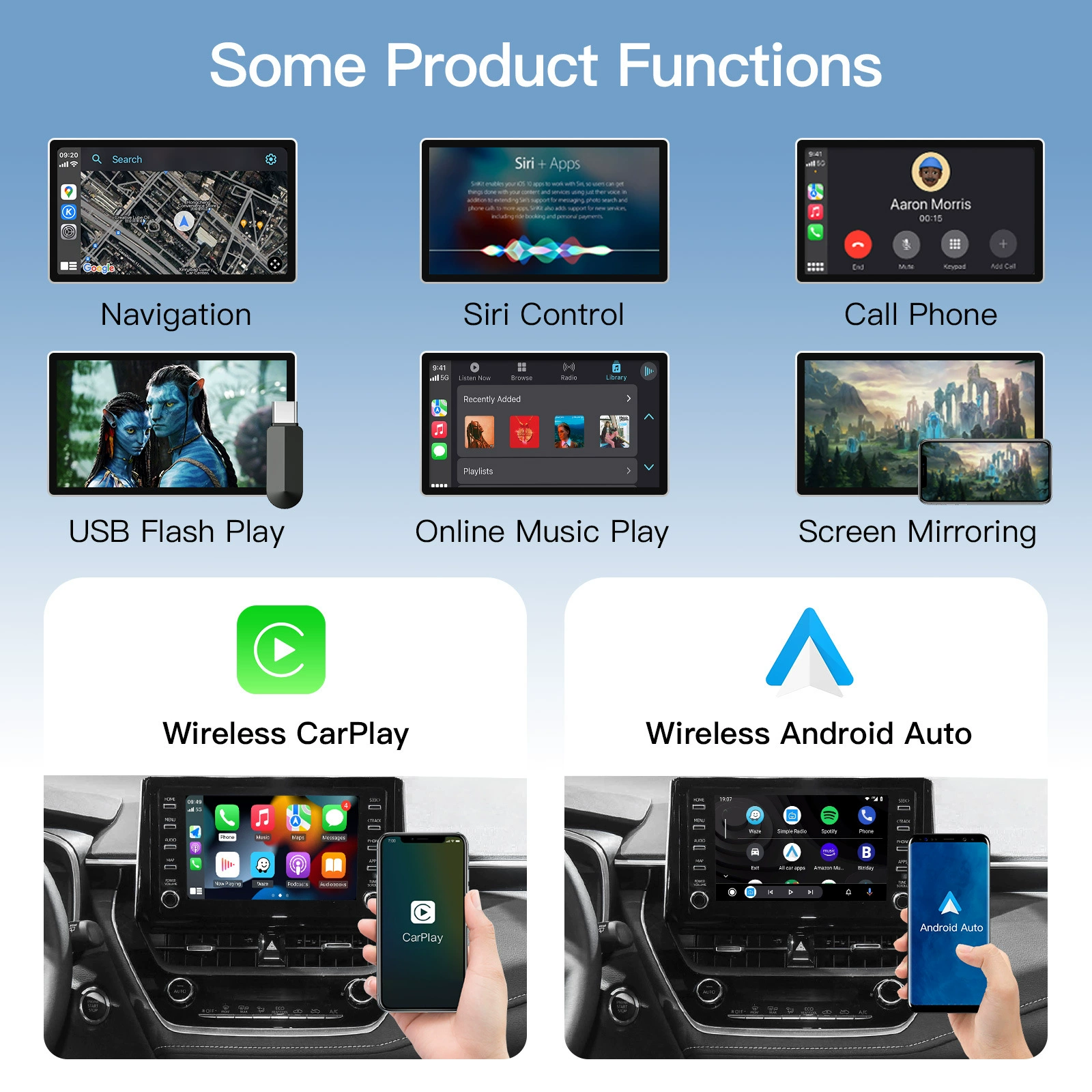 Подходит для Toyota: беспроводной модуль CarPlay/Android Auto для подключения и умной автомобильной навигации