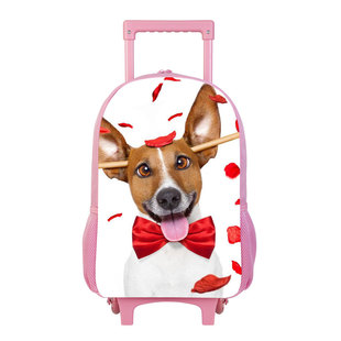 Foreign Trade Cute Dog Schoolbag High Definition Printing Men's and Women's Student Trolley Bag Large Capacity Backpack