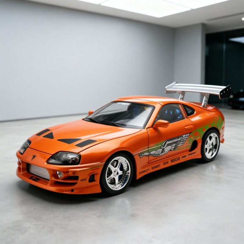 1:24 Scale Simulation Toyota Supra A80 Alloy Car Model with Sound and Light, Steering and Opening Doors, Toy Gift Display Piece