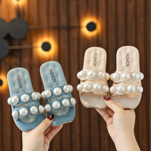 Little Girl Princess Slippers Summer Children's Slippers for Girls and Middle-Aged Children Fashionable Soft-Soled Outer Wear Flat-Soled Girls' Sandals