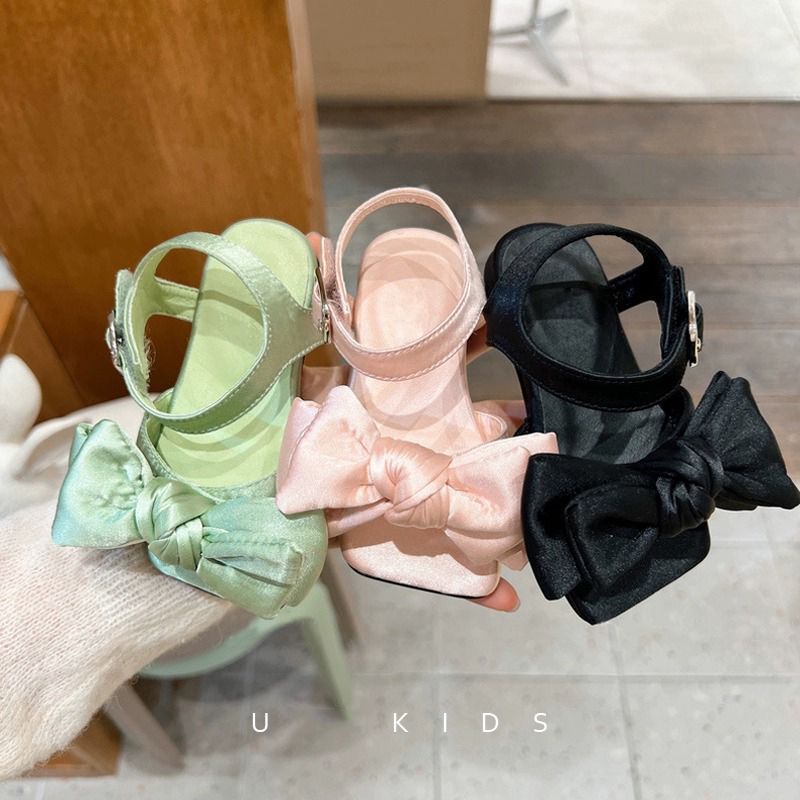 Girls' Sandals 2026 Summer New Style Princess Style Satin Bow Soft Sole Kidsren's High Heels Little Girls Fashion Girls' Sandals 2026 Summer New Style Princess Style Satin Bow Soft Sole Kidsren's High Heels Little Girls Fashion
