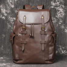 欧美复古款男士真皮双肩包头层牛皮出差旅行大背包大容量电脑背包