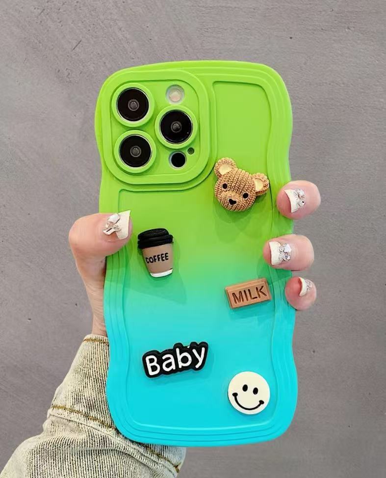 Simple gradiente de color a juego iPhone14 borde ondulado 13Promax para Apple 12/11 caja del teléfono 6/7GE suave