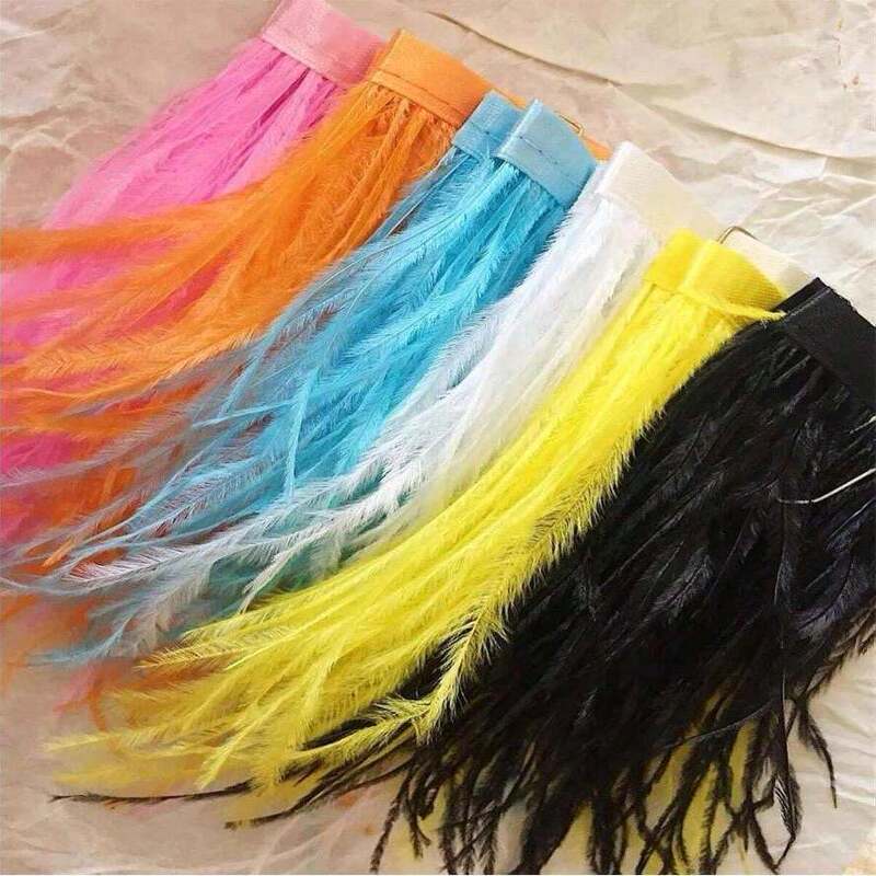 8-10cm Colorfulful Ostrich Feather Cloth Edge DIY Decorative Feather Dress Tassel Skirt Lace Clothing Accessories 8-10cm Colorfulful Ostrich Feather Cloth Edge DIY Decorative Feather Dress Tassel Skirt Lace Clothing Accessories