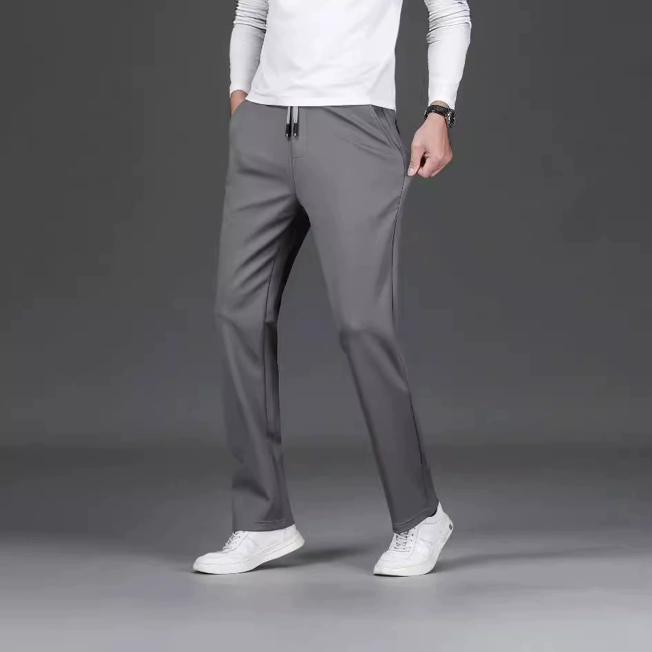 Длинные ледяные штаны Мужские повседневные брюки эластичные спортивные брюки весной и осенью свободные летние тонкие прямые брюки с кондиционером