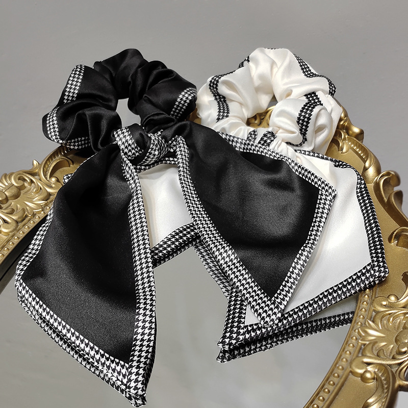 Ribbon Texture Bows Houndstooth Korean Style Hair Rope Wholesale Jewelry Nihaojewelry display picture 5