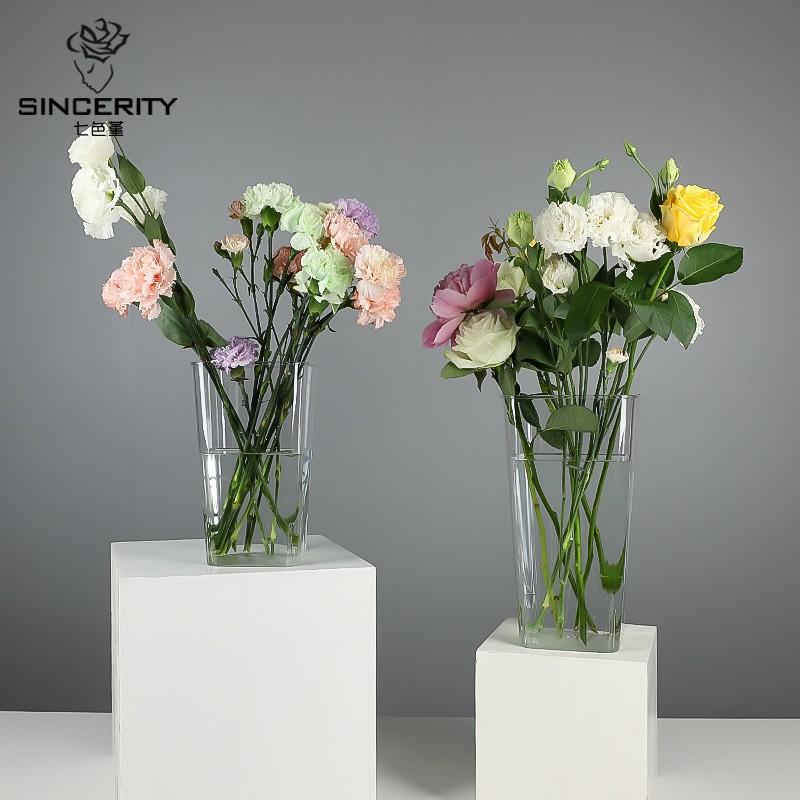 Cubo de cultivo de flores Cubo de cristal transparente arreglo floral Cubo de flores embalaje de flores Cubo de flores hogar vidrio Rosa flor tienda de flores Cubo de flores