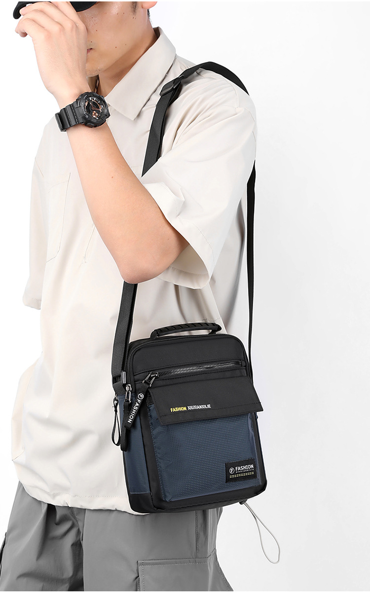 Men's large-capacity bag, nylon fabric single-shoulder bag, new business commuting crossbody bag, vertical small bag, hand-held men's bag undefined