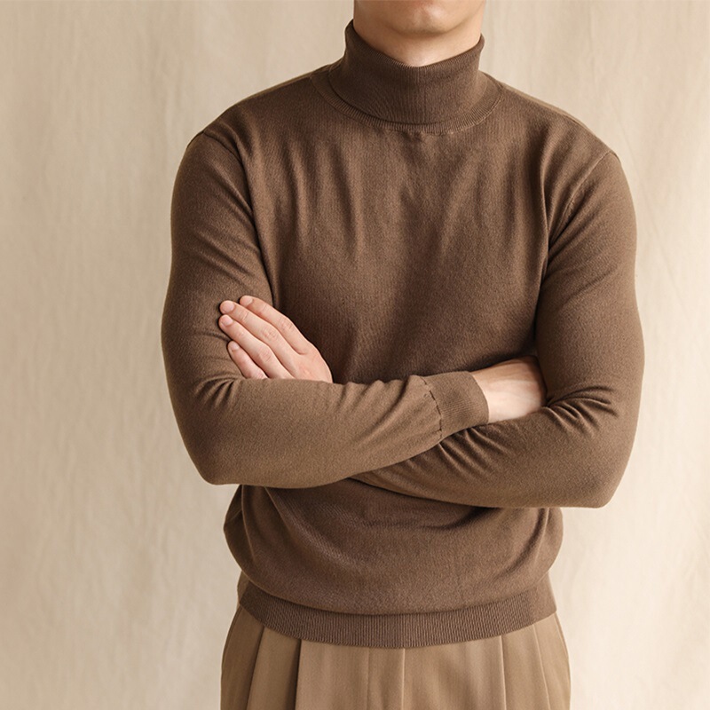 Autumn and Winter Turtleneck Knitwear Men's Business Casual Warm Pullover Bottoming Shirt Gentleman Slim Fit No-Iron Long-Sleeved Knitwear