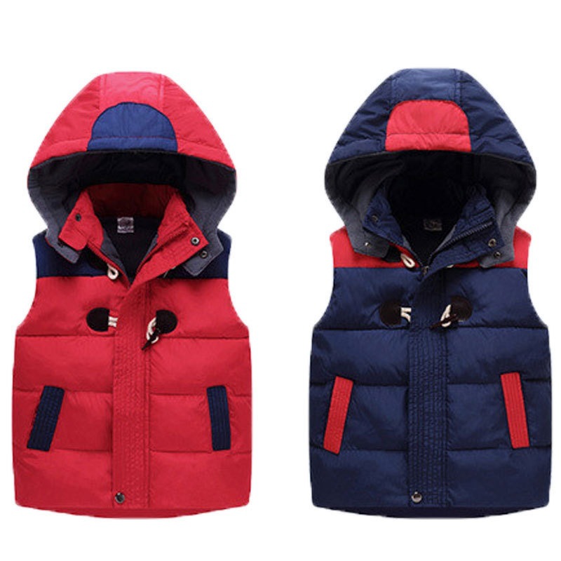 Nuevo chaleco acolchado de algodón para niños y niñas engrosado cálido abrigo chaleco color a juego polar con capucha