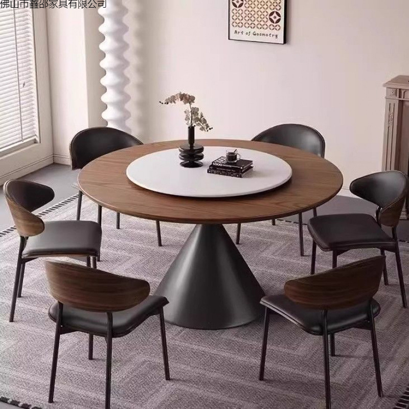 Mesa de comedor de madera sólida retrógrada francesa estilo antiguo casero estilo medieval pequeño tipo de casa mesa redonda de nuez mesa giratoria combinación de mesa de comedor