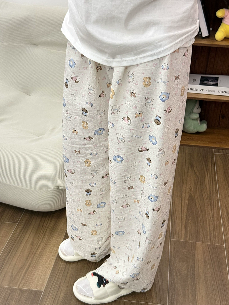 Детские demi-season брюки oversize, облачная хлопковая ткань, милый мультяшный принт для младших школьников
