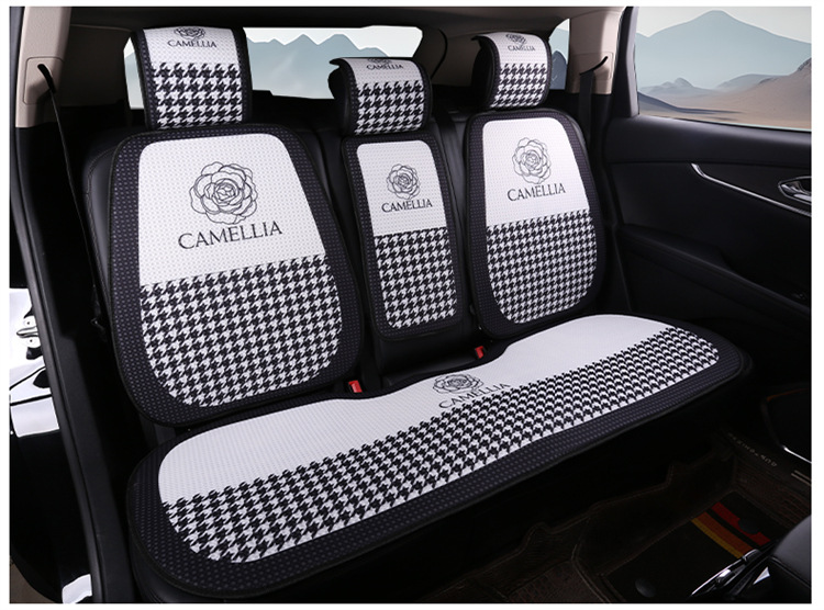 New Car Seat Cushion, Universal for All Seasons, Linen Seat Cushion, Half-Wrapped Waist-Cushion, Summer Cooling Pad, Non-Slip Breathable Seat Cushion Cover