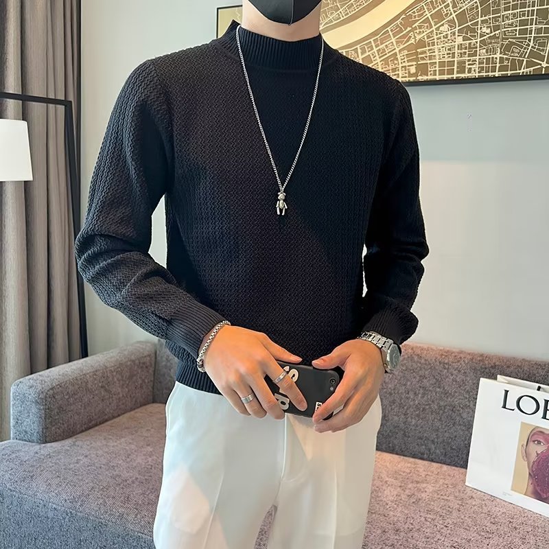Demi-season solid color base Japanese trend knitted sweater for…