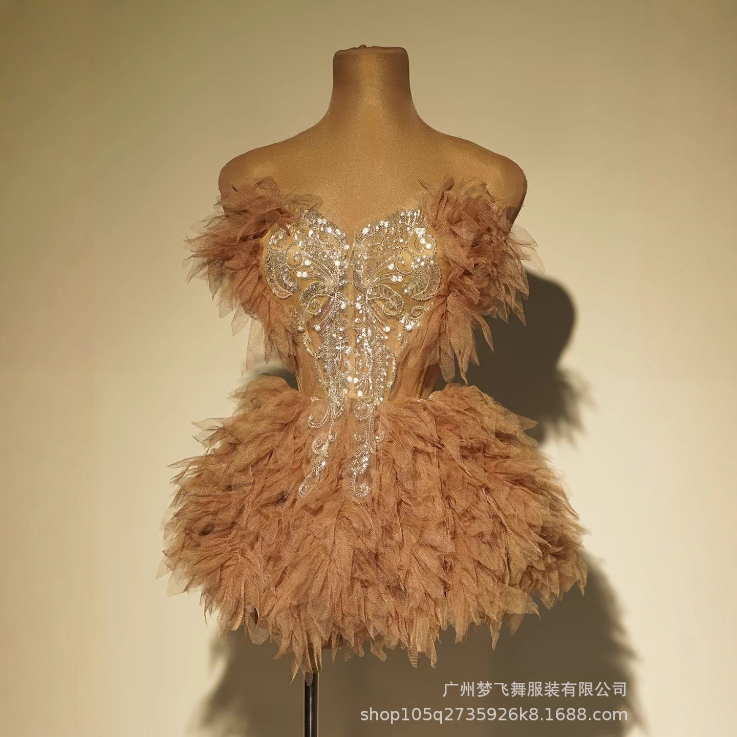 High-End Dress, Fashionable and Sexy, Strapless, Butterfly Embroidery, Waist-Cinching Tulle Short Skirt Set, Bar Nightclub Performance Costume, Prom Dress