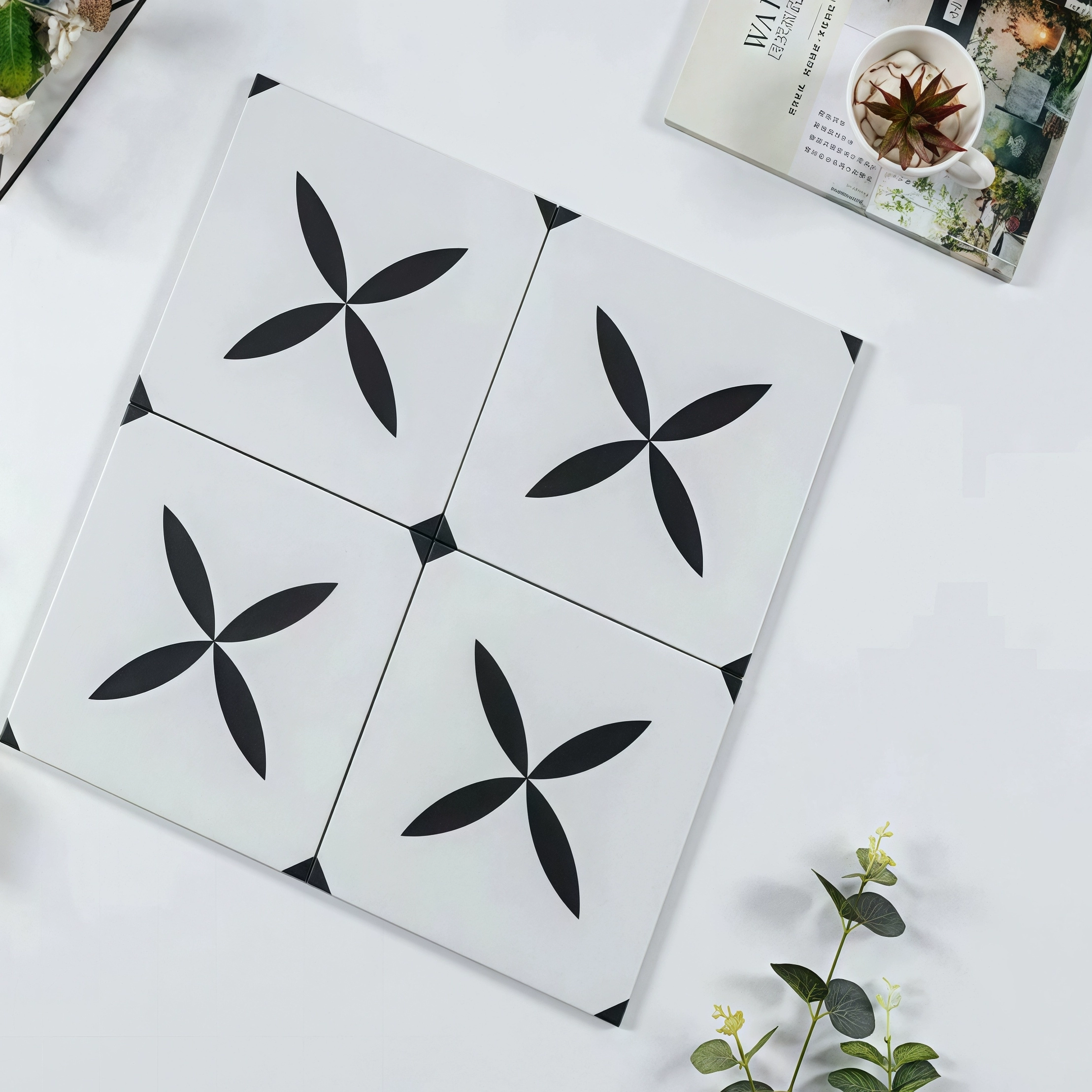 Простая французская черно-белая шахматная плитка, плитка для ванной комнаты, плитка для кухни и ванной комнаты, ретро напольная плитка для входа на балкон B&B