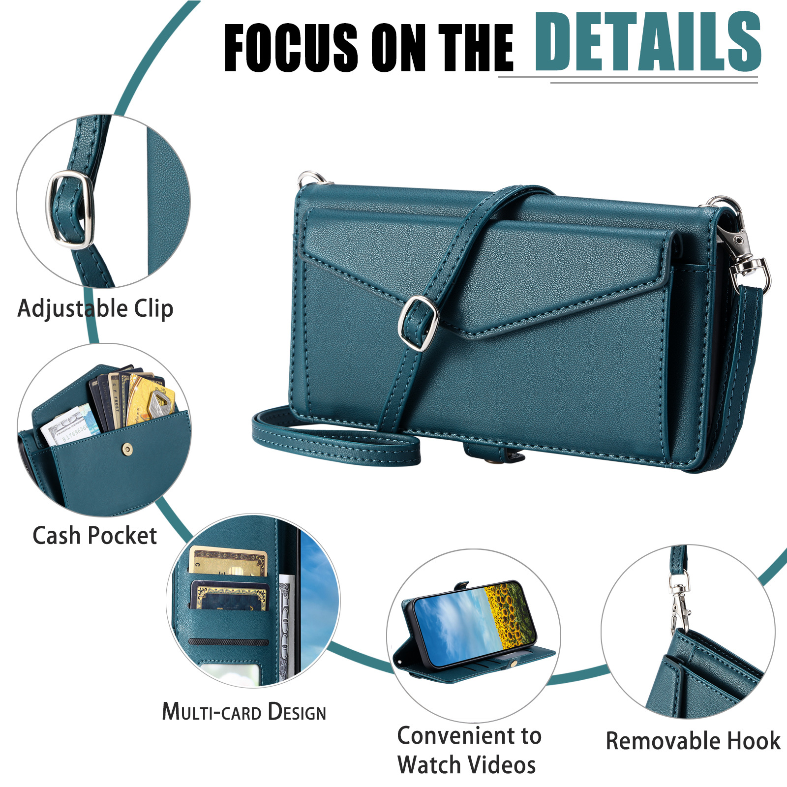 适用三星A06皮套 S25纯色信封插卡钱包斜跨保护套红米14C零钱包