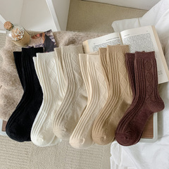 Wool Socks for Women Autumn and Winter Warm Cashmere Socks Wholesale Casual Simple Japanese Style Ladies Bunch Socks College Fashion Trend