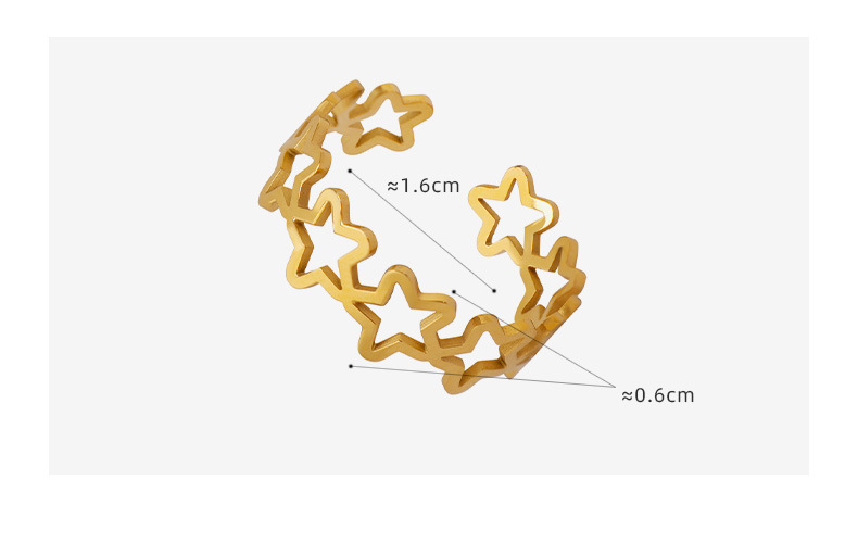PVD Coated Gold Plating Process 18K Gold Plated Plating Material PVD Coated Real Gold Plated 18K Gold Star 304 Stainless Steel Simple Style Waterproof Non Tarnish Rings