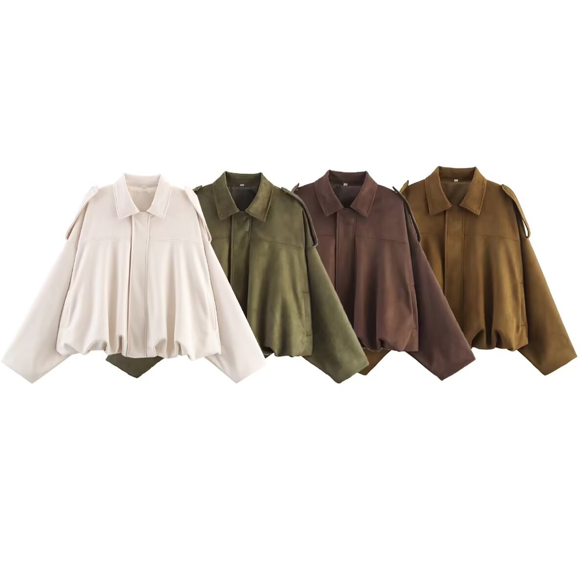 2025 Autumn/Winter European and American Cross-Border Women's Clothing with Pockets, Suede Texture Bomber Jacket W107 8868