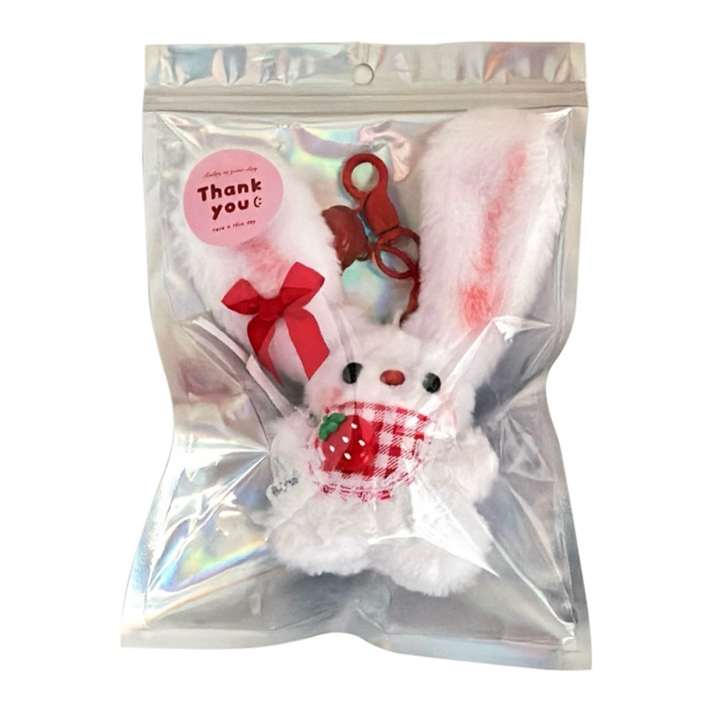 Creativo lindo peluche conejo muñeca colgante chirriante muñeca de orejas largas chica corazón llavero bolso colgante