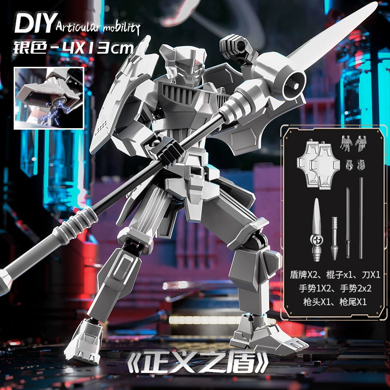 Other Brand Multi-Joint Movable Mini Transformer Doll – 5 Weapons, 2 Gestures, Shield/Blade Colors