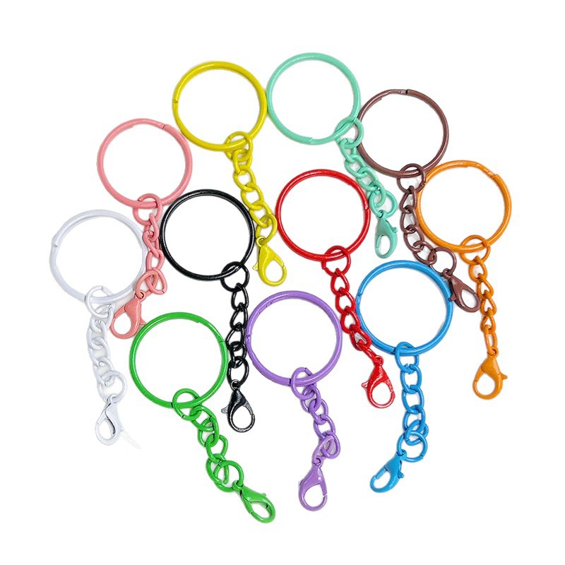Colorful Paint 25 Key Ring Ring Hanging Twist Chain Lobster Clasp Candy Color Creative DIY Jewelry Accessories Key Chain