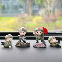 Military figure hand-painted car model resin craft car decoration figurine soldier camouflage warrior car gift